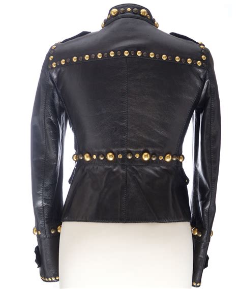 gucci leather studded coloured crystal jacket|Gucci original leather jacket.